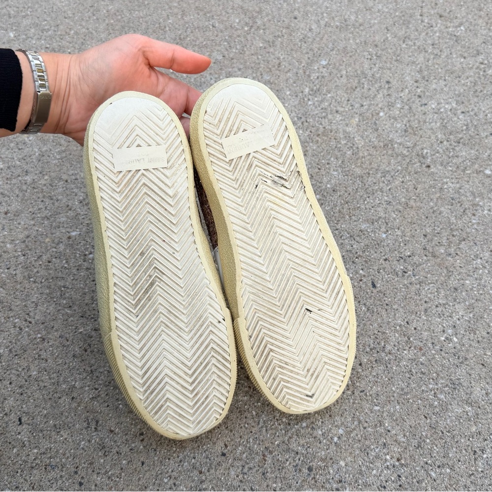 Saint Laurent Classic Court Glitter Leather Low-Top Sneaker - Picture 7 of 8